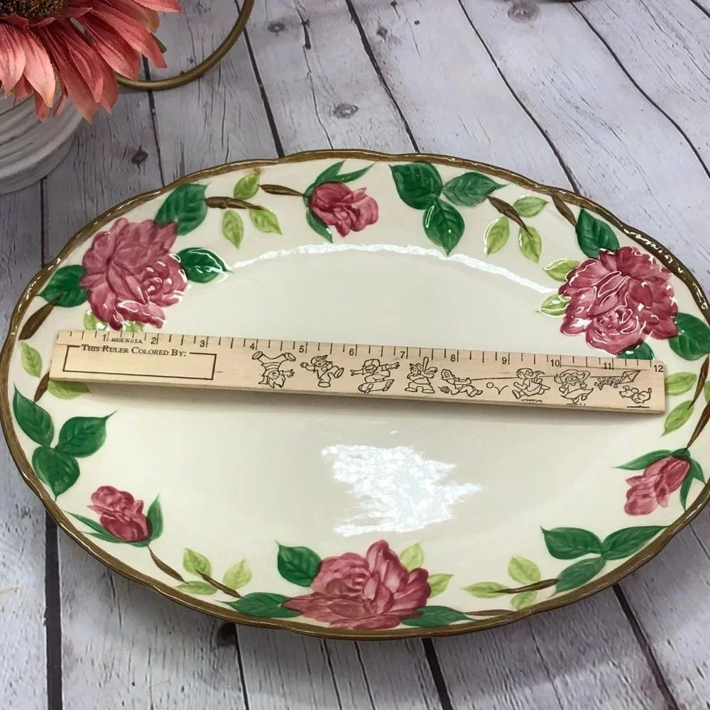 vintage NORLEANS eathware american beauty rose platter or serving bowl
